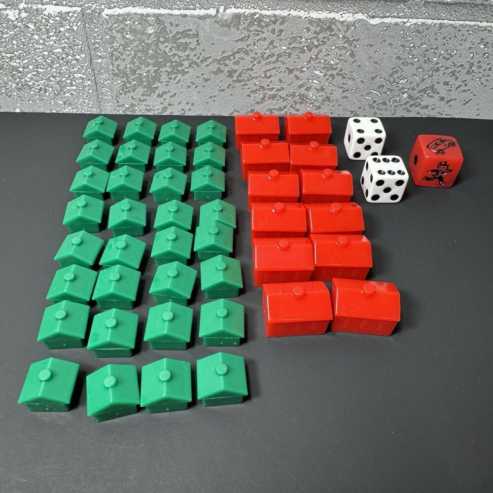2008 Monopoly Replacement Houses Hotels Dice Speed Die Set Hasbro Original
